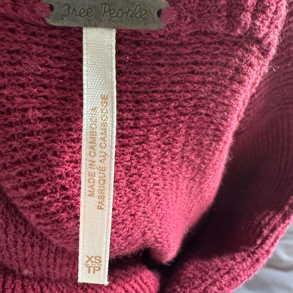 Free People Red Cowl Neck Sweater Oversized Knit - Picture 3 of 3